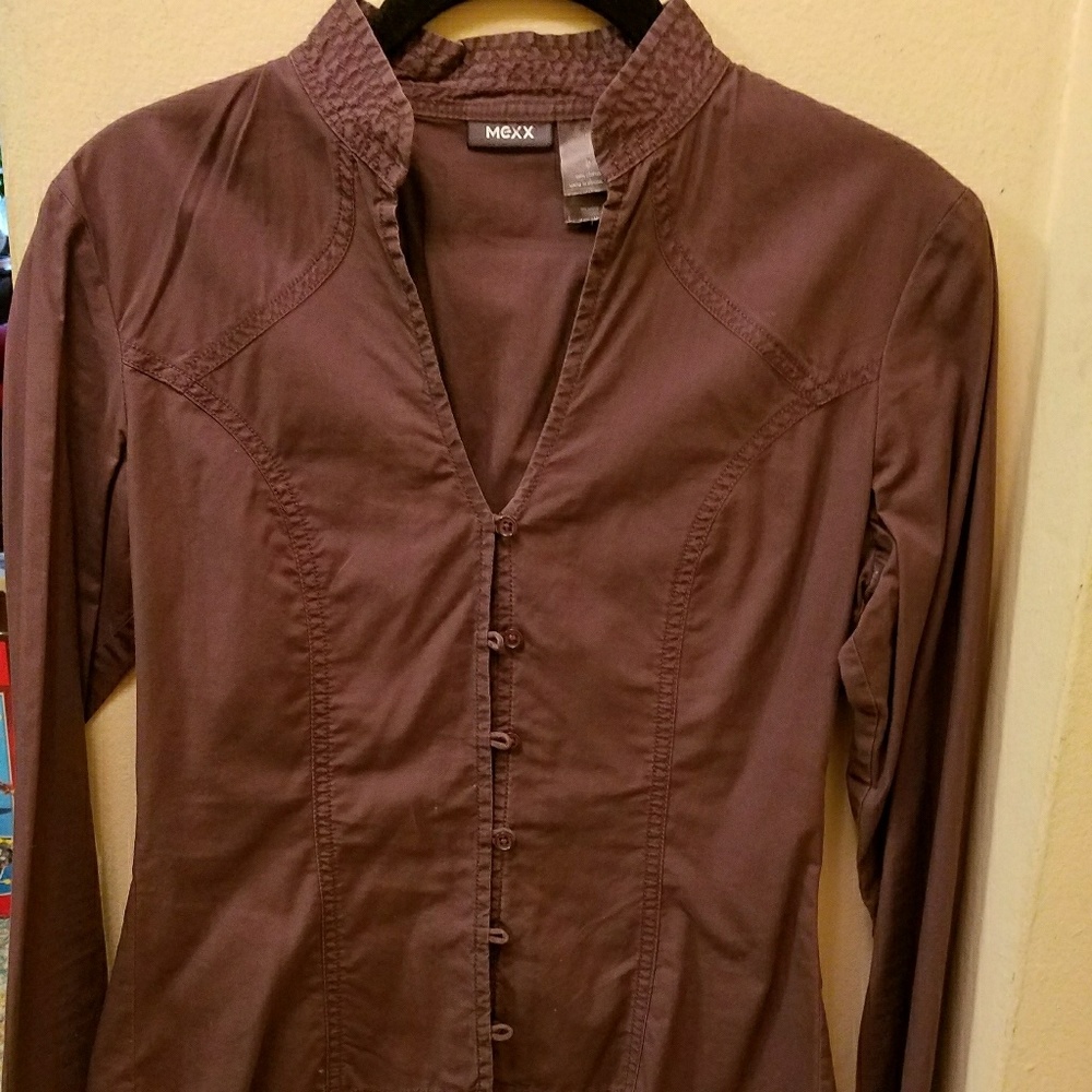 Mexx cotton purple blouse with frog-like closure s